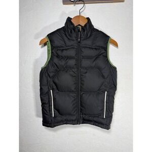 REI Kids Puffer Vest Black Green Zip Front Insulated Lightweight Junior Size L